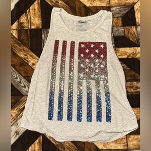 PINK Victoria's Secret Glitter Flag Muscle Tee - Red, Silver, Blue